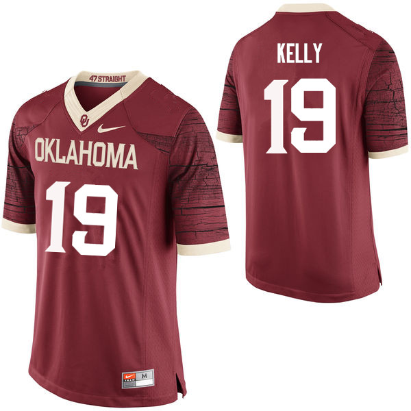 Men Oklahoma Sooners #19 Caleb Kelly College Football Jerseys Limited-Crimson